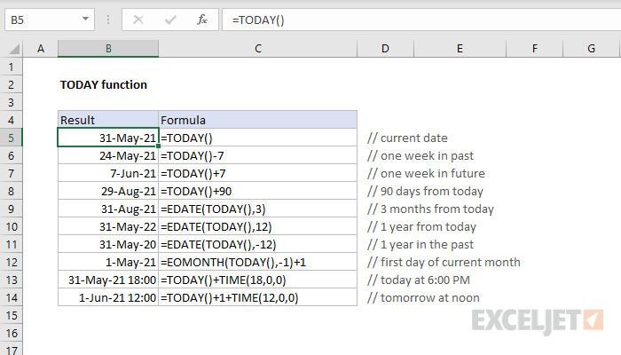 Excel Formula Today S Date Minus 30 Days